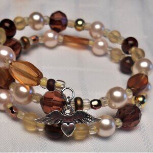 Handmade jewelry set with memory wire bracelets and earrings No25